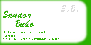 sandor buko business card